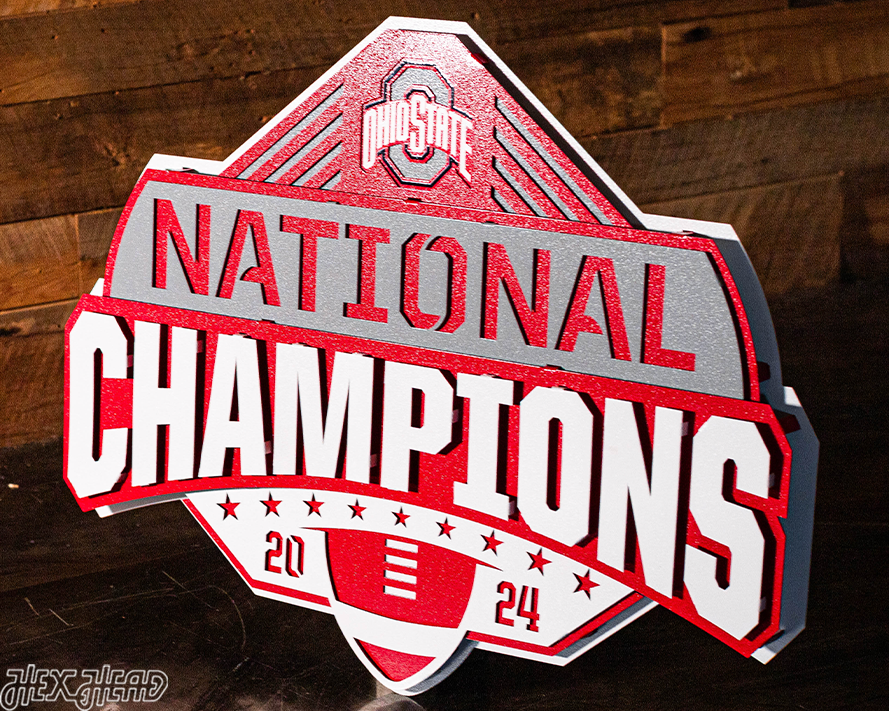 Ohio State Buckeyes OFFICIAL 2024 National Champions 3D Hand Painted Metal Wall Art