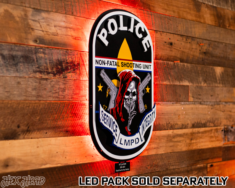 LMPD Non Fatal Shooting Unit Badge 3D Vintage Metal Wall Art