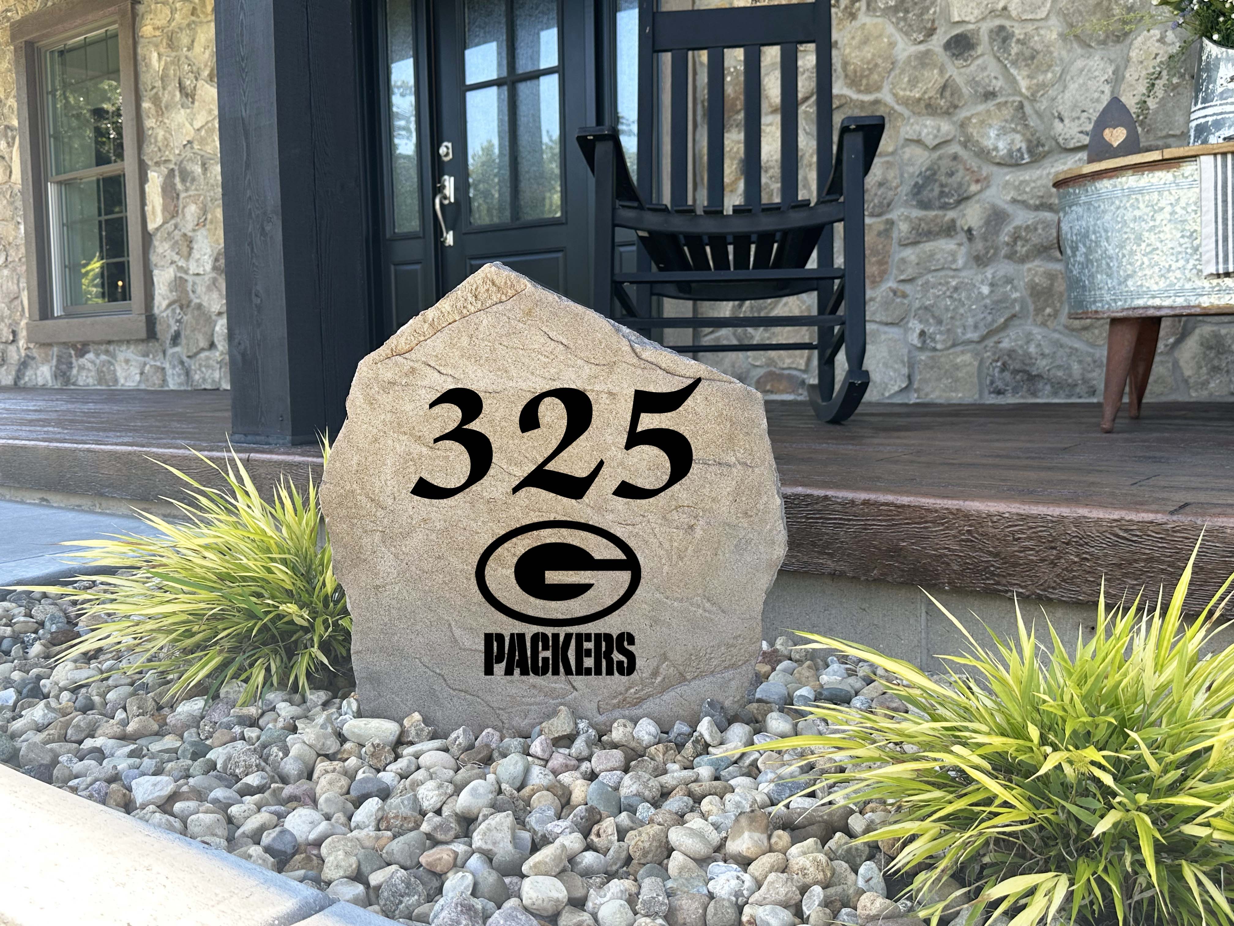 Green Bay Packers Design-A-Stone Landscape Art Address Stone