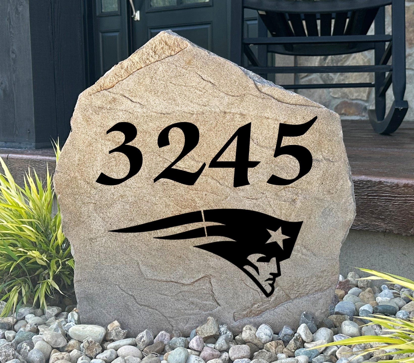 New England Patriots Design-A-Stone Landscape Art Address Stone