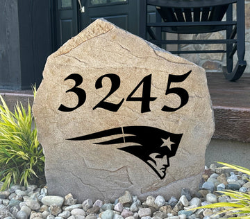 New England Patriots Design-A-Stone Landscape Art Address Stone