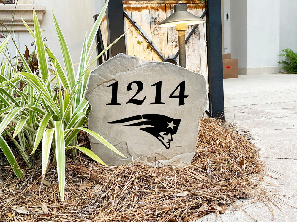 New England Patriots Design-A-Stone Landscape Art Address Stone