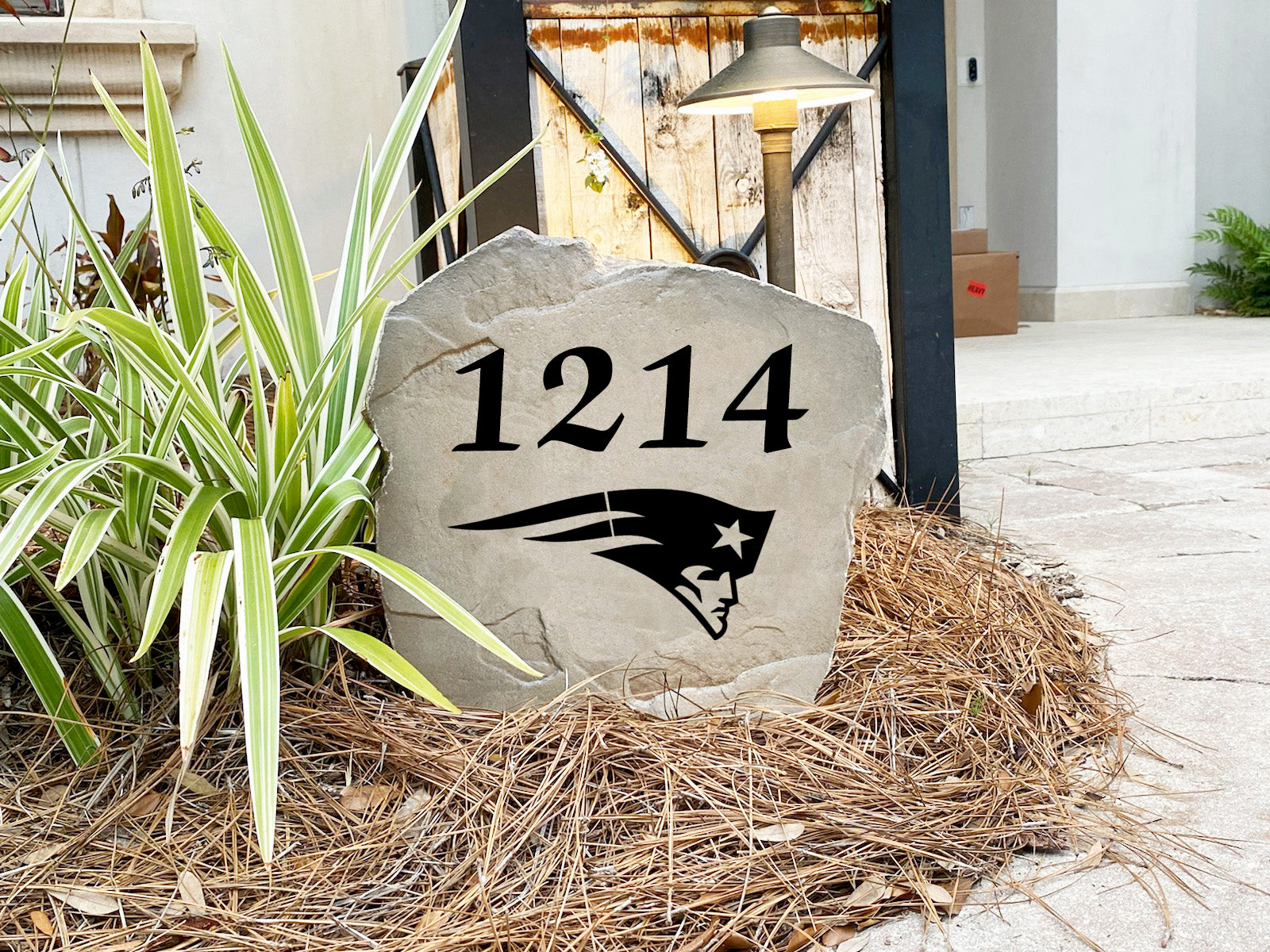 New England Patriots Design-A-Stone Landscape Art Address Stone