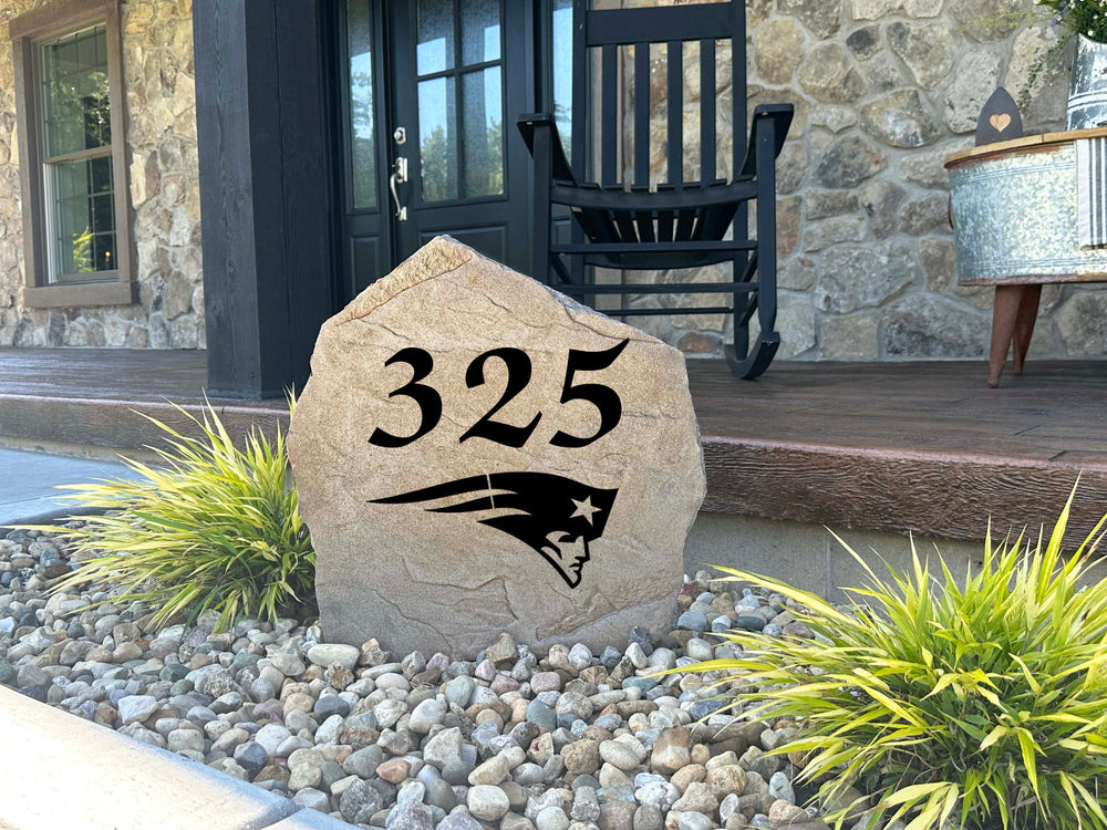 New England Patriots Design-A-Stone Landscape Art Address Stone