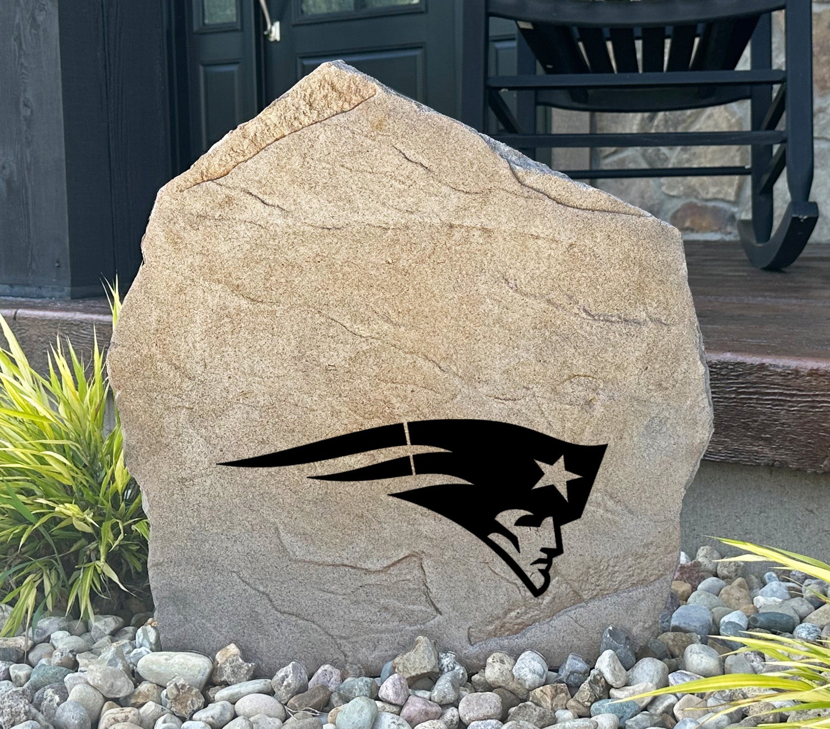 New England Patriots Design-A-Stone Landscape Art Address Stone
