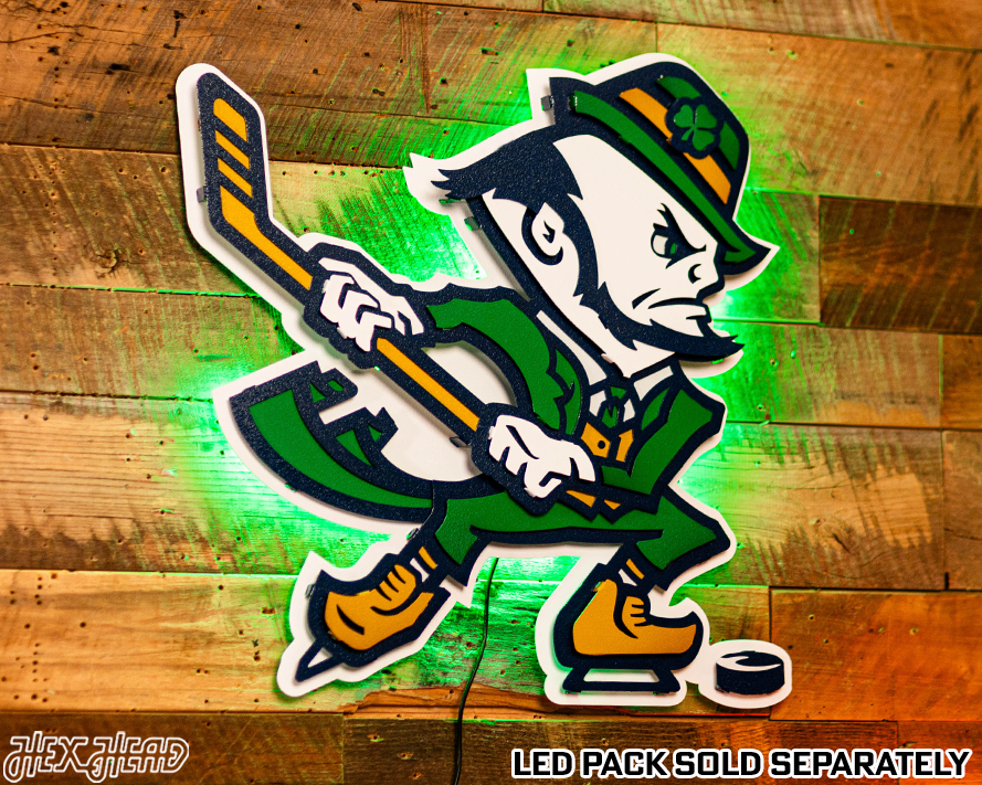 Notre Dame Fighting Irish Hockey Leprechaun 3D Vintage Metal Wall Art