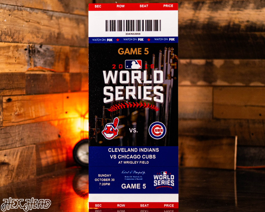 Chicago Cubs Personalized 2016 World Series Ticket Stub Single Layer Metal Wall Art