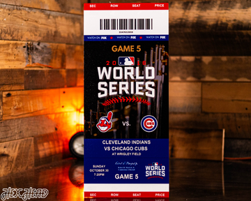 Chicago Cubs Personalized 2016 World Series Ticket Stub Single Layer Metal Wall Art