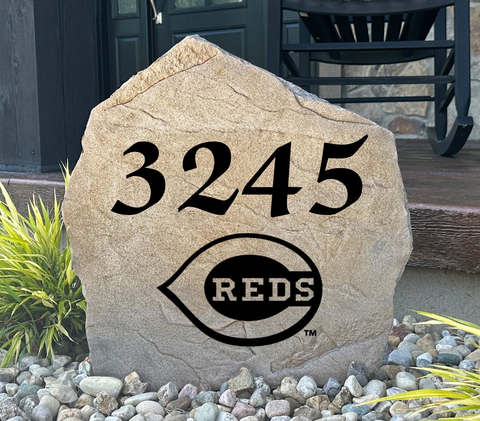 Cincinnati Reds Design-A-Stone Landscape Art Address Stone