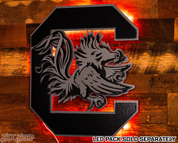 MONOCHROME - South Carolina Gamecocks "Block C" 3D Vintage Metal Wall Art