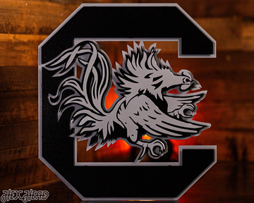 MONOCHROME - South Carolina Gamecocks "Block C" 3D Vintage Metal Wall Art