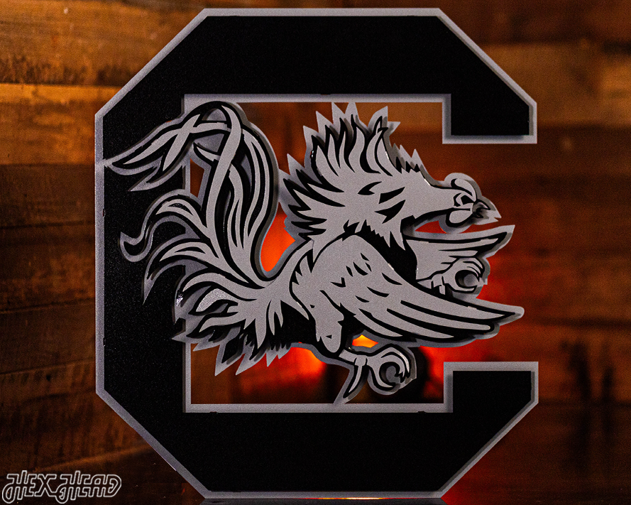 MONOCHROME - South Carolina Gamecocks "Block C" 3D Vintage Metal Wall Art