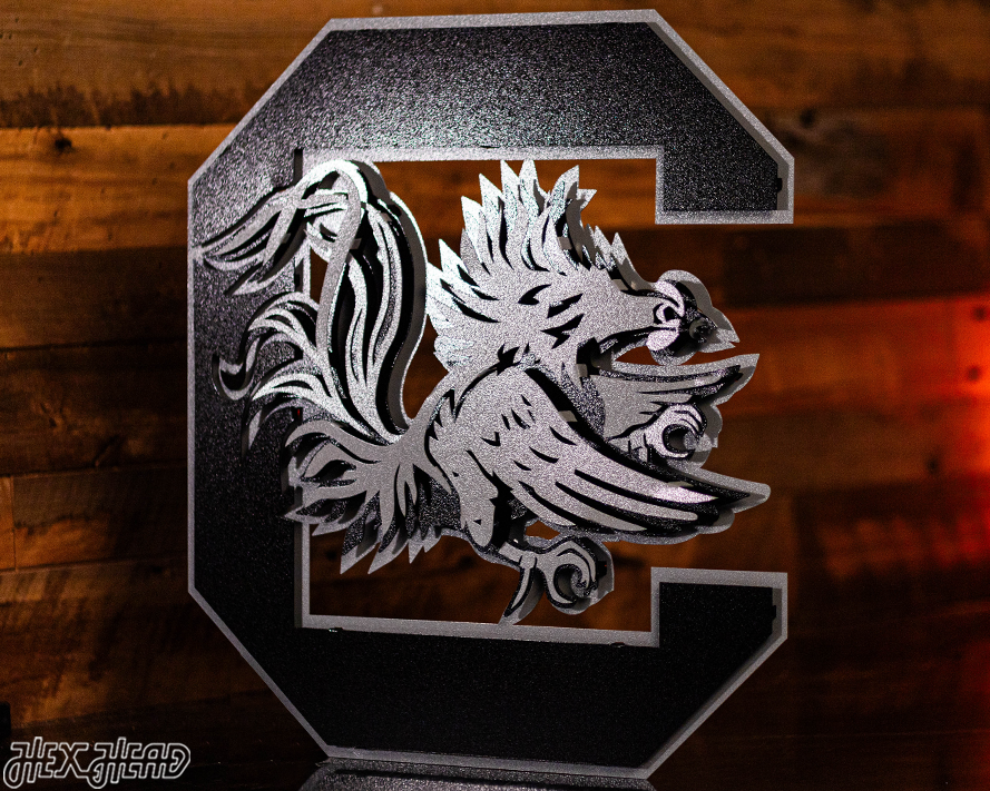 MONOCHROME - South Carolina Gamecocks "Block C" 3D Vintage Metal Wall Art