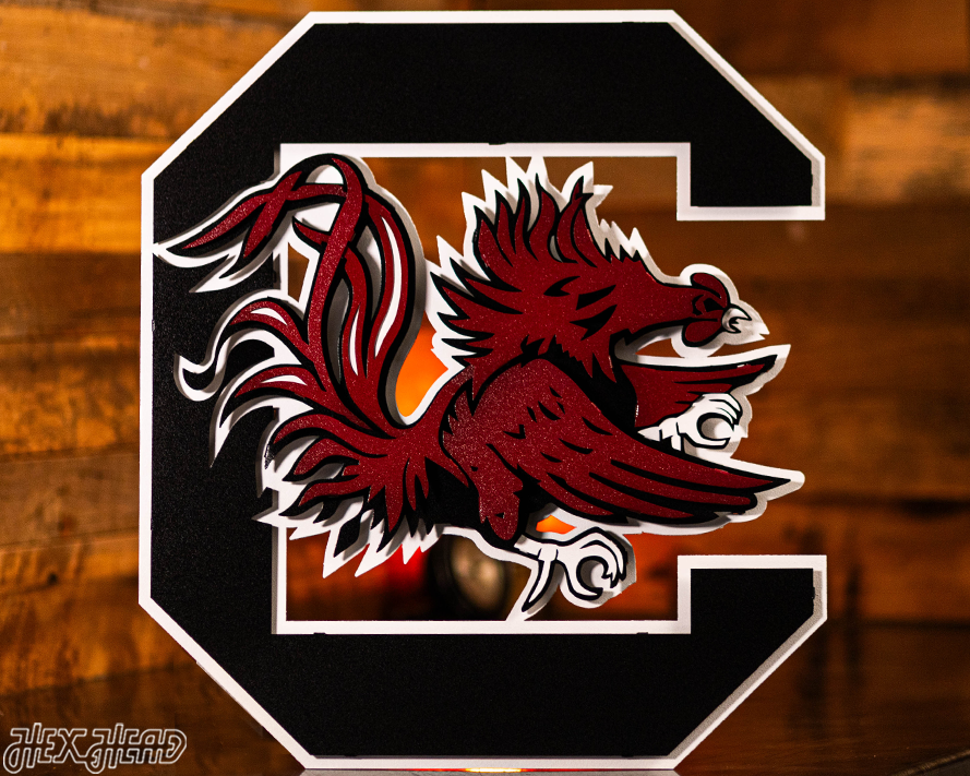 South Carolina Gamecocks "Block C" 3D Vintage Metal Wall Art