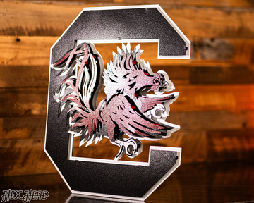 South Carolina Gamecocks "Block C" 3D Vintage Metal Wall Art