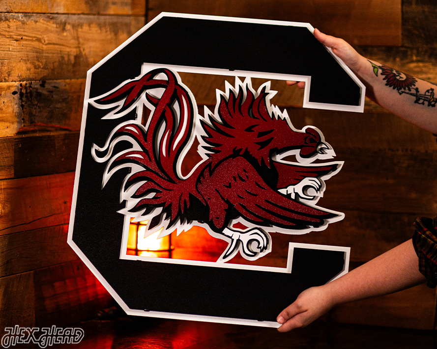 South Carolina Gamecocks "Block C" 3D Vintage Metal Wall Art