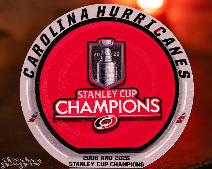 8" Carolina Hurricanes 2026 Stanley Cup Champions "Double Play" On the Shelf or on the Wall Art