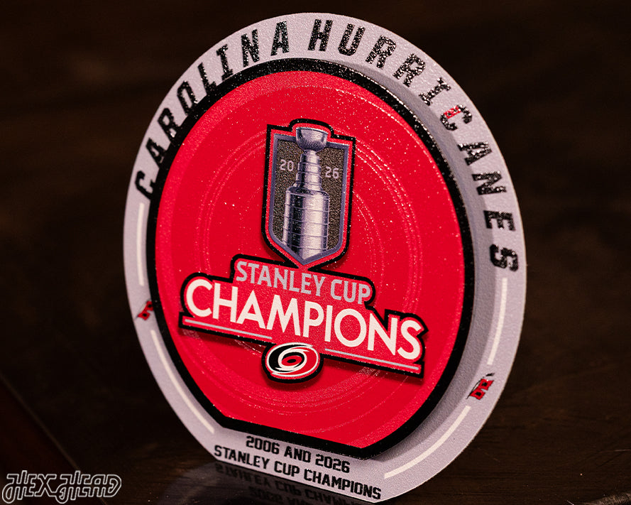 8" Carolina Hurricanes 2026 Stanley Cup Champions "Double Play" On the Shelf or on the Wall Art