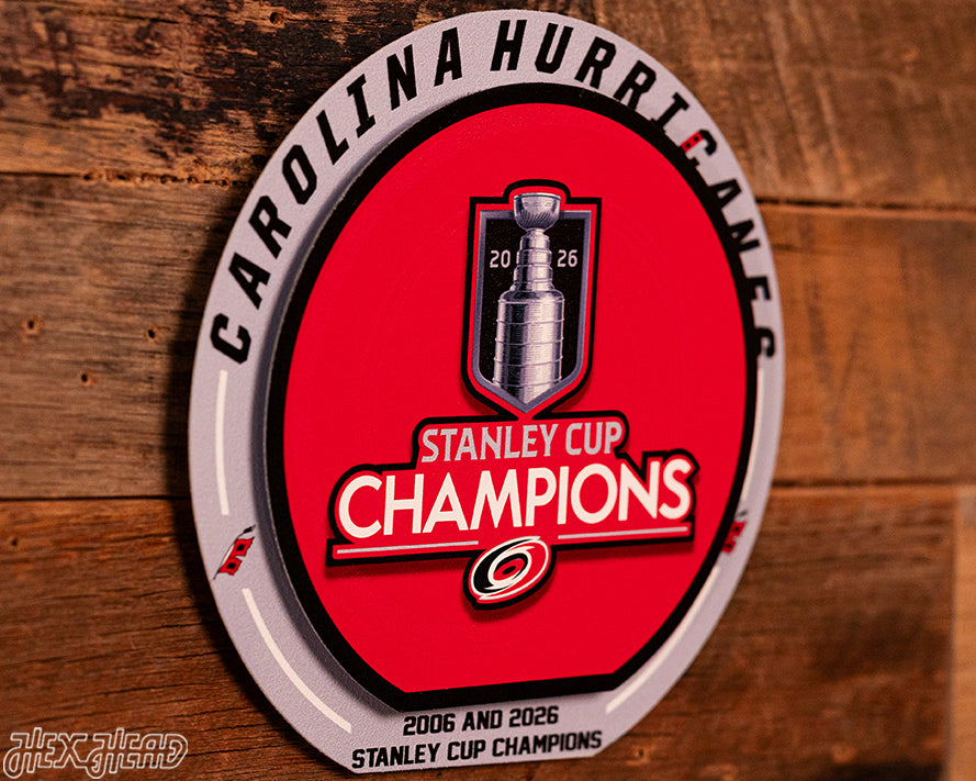 8" Carolina Hurricanes 2026 Stanley Cup Champions "Double Play" On the Shelf or on the Wall Art