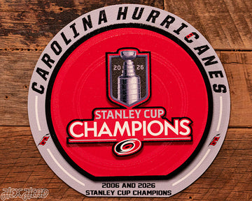 8" Carolina Hurricanes 2026 Stanley Cup Champions "Double Play" On the Shelf or on the Wall Art