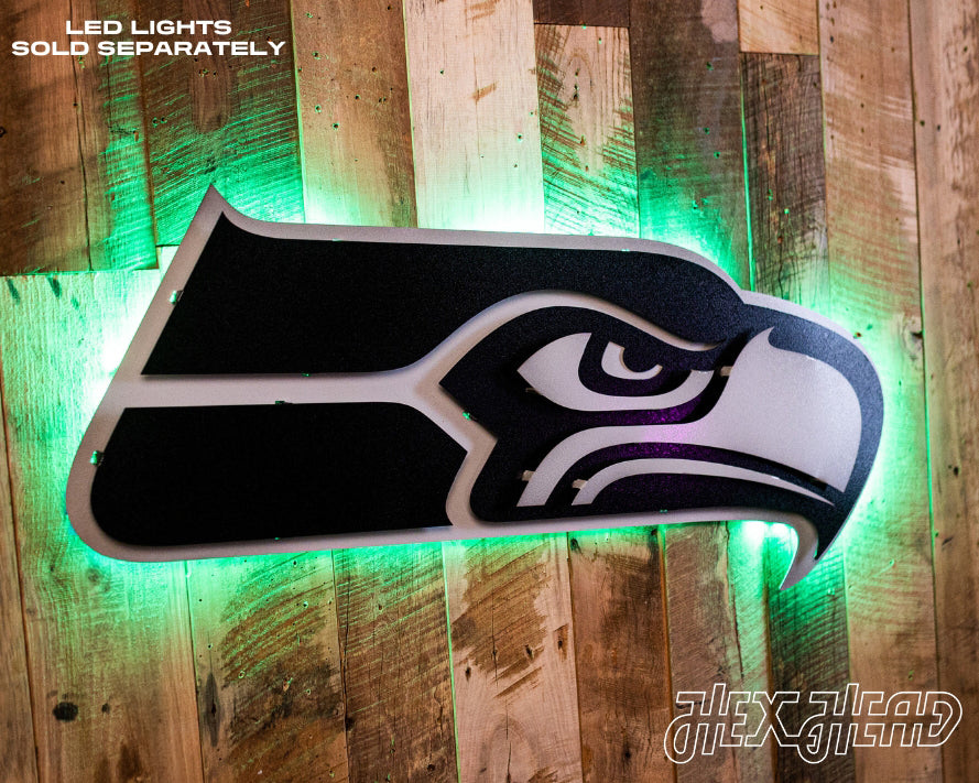 MONOCHROME - Seattle Seahawks Mascot 3D Vintage Metal Wall Art