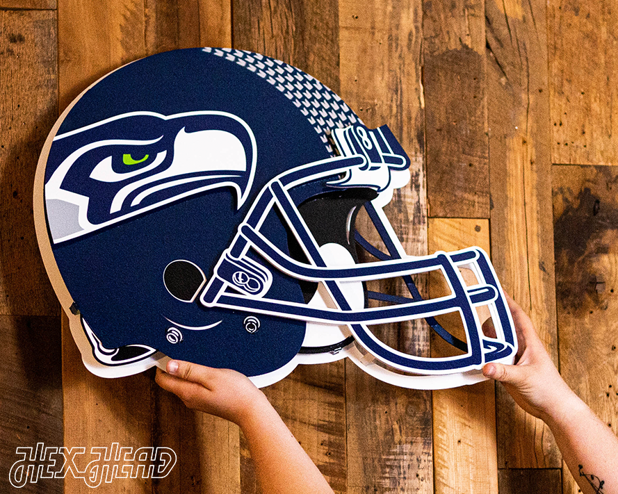 BLITZ Collection - 8 Layer Seattle Seahawks Helmet 3D Vintage Metal Wall Art
