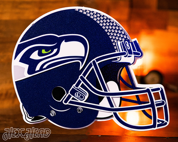 Seattle Seahawks BLITZ Collection - 8 Layer Helmet 3D Vintage Metal Wall Art
