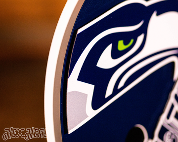 Seattle Seahawks BLITZ Collection - 8 Layer Helmet 3D Vintage Metal Wall Art