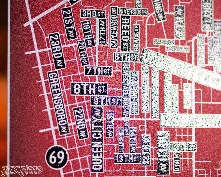 Tuscaloosa, Alabama School Street Poster Single Layer Metal Wall Art