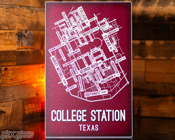 College Station, Texas School Street Poster Single Layer Metal Wall Art