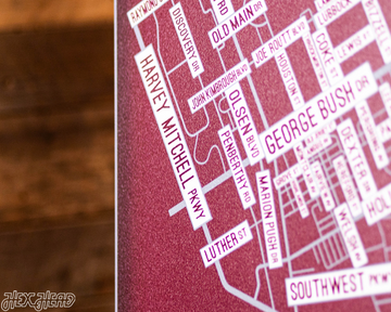 College Station, Texas School Street Poster Single Layer Metal Wall Art