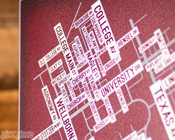 College Station, Texas School Street Poster Single Layer Metal Wall Art