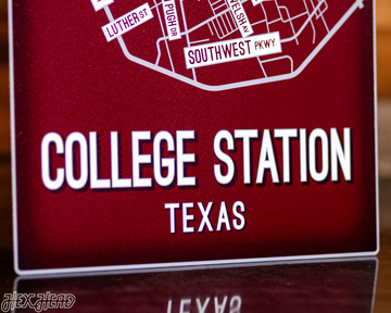 College Station, Texas School Street Poster Single Layer Metal Wall Art