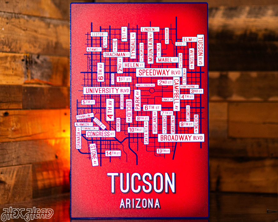 Tucson, Arizona School Street Poster Single Layer Metal Wall Art