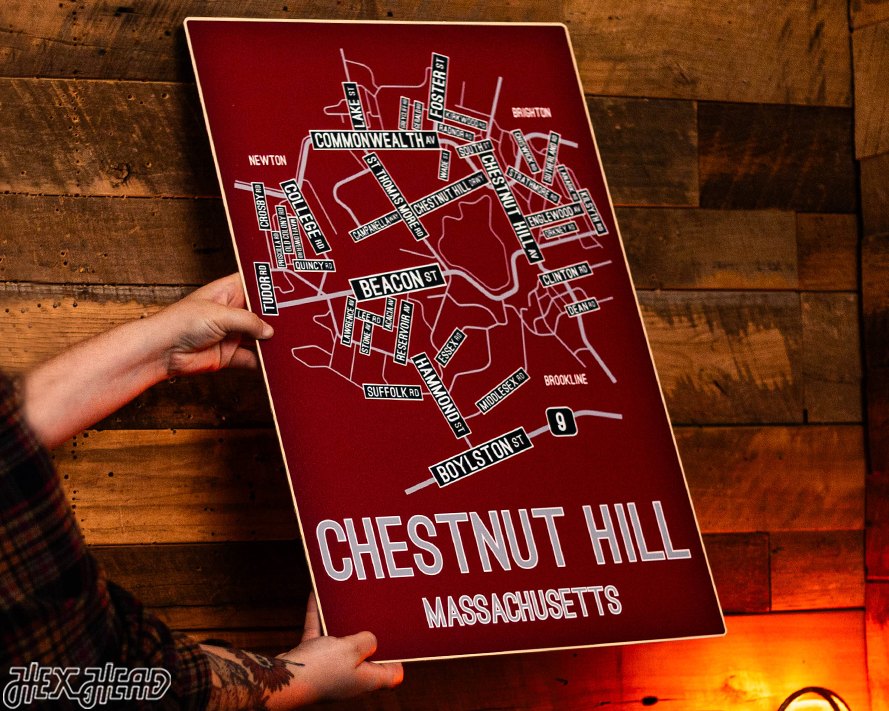 Chestnut Hill, Massachusetts School Street Poster Single Layer Metal Wall Art