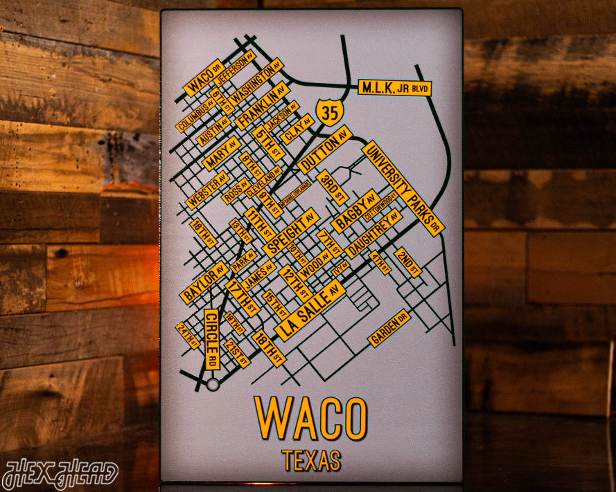 Waco, Texas School Street Poster Single Layer Metal Wall Art