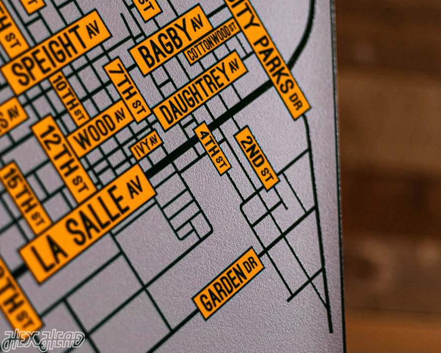 Waco, Texas School Street Poster Single Layer Metal Wall Art