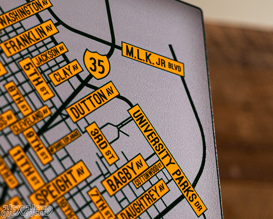 Waco, Texas School Street Poster Single Layer Metal Wall Art