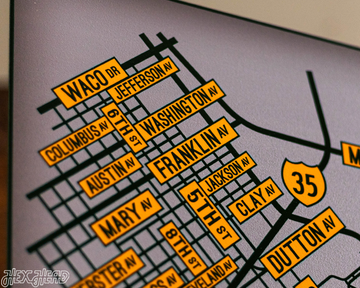 Waco, Texas School Street Poster Single Layer Metal Wall Art