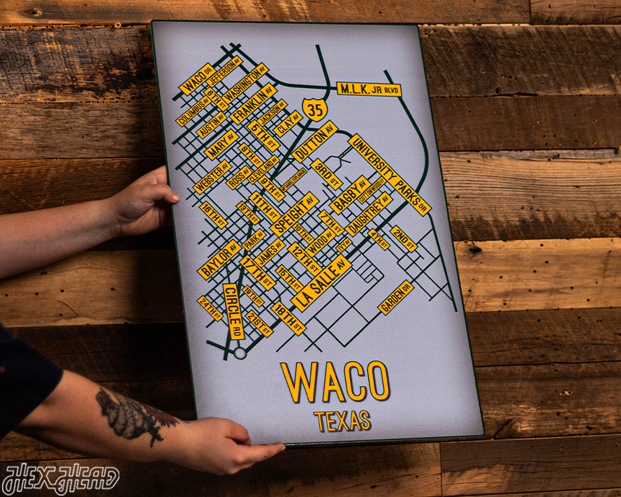 Waco, Texas School Street Poster Single Layer Metal Wall Art