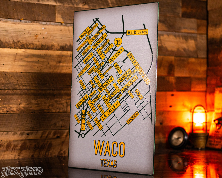 Waco, Texas School Street Poster Single Layer Metal Wall Art