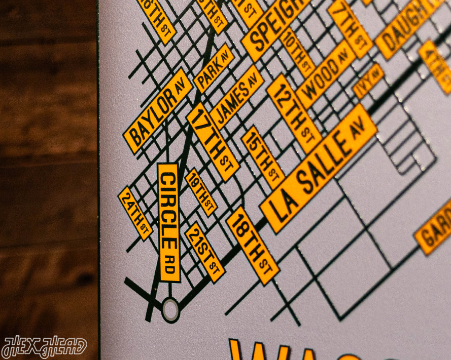 Waco, Texas School Street Poster Single Layer Metal Wall Art