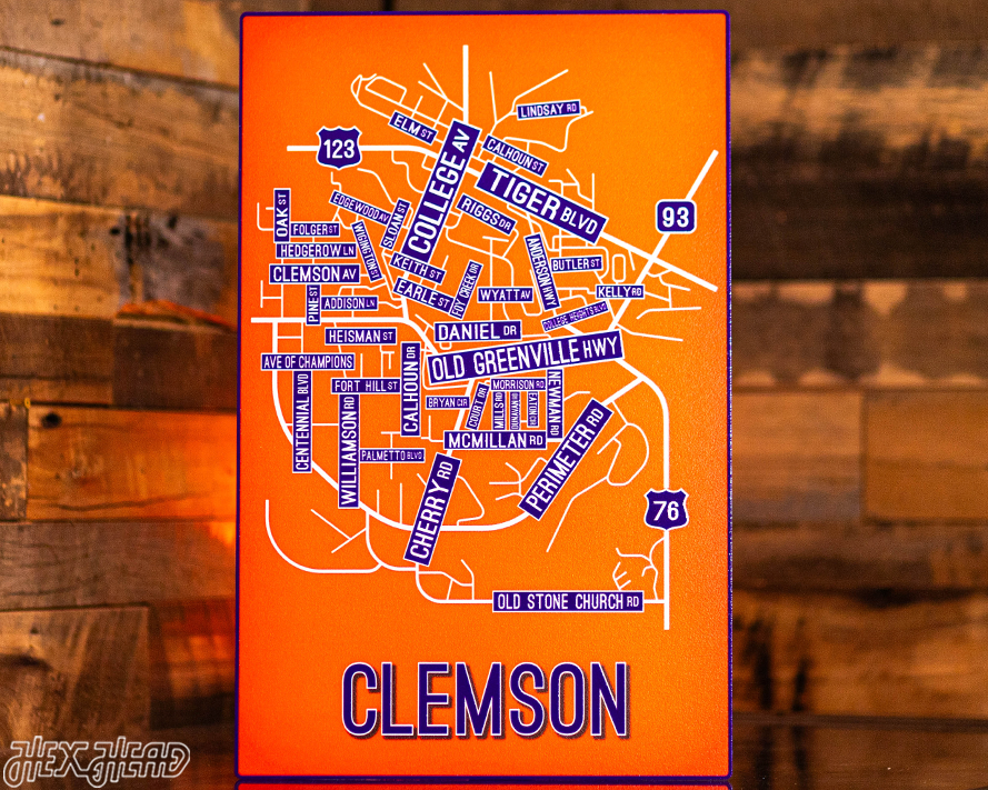Clemson School Street Poster Single Layer Metal Wall Art