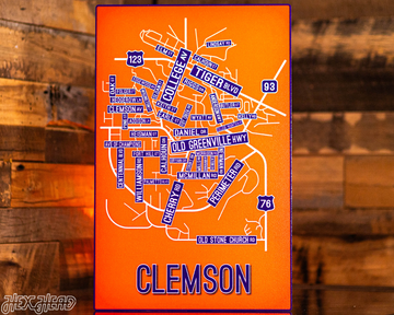 Clemson School Street Poster Single Layer Metal Wall Art