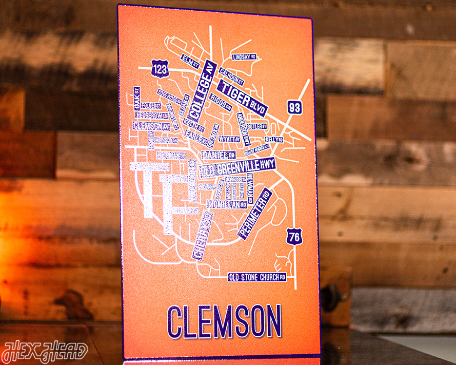 Clemson School Street Poster Single Layer Metal Wall Art
