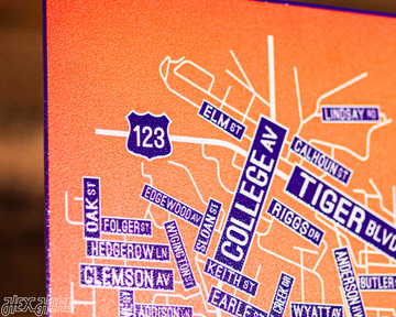 Clemson School Street Poster Single Layer Metal Wall Art