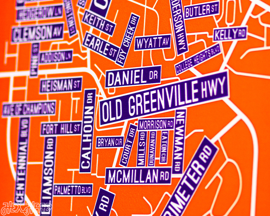 Clemson School Street Poster Single Layer Metal Wall Art