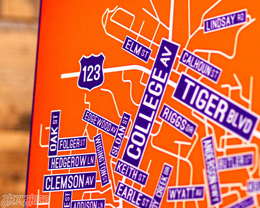 Clemson School Street Poster Single Layer Metal Wall Art