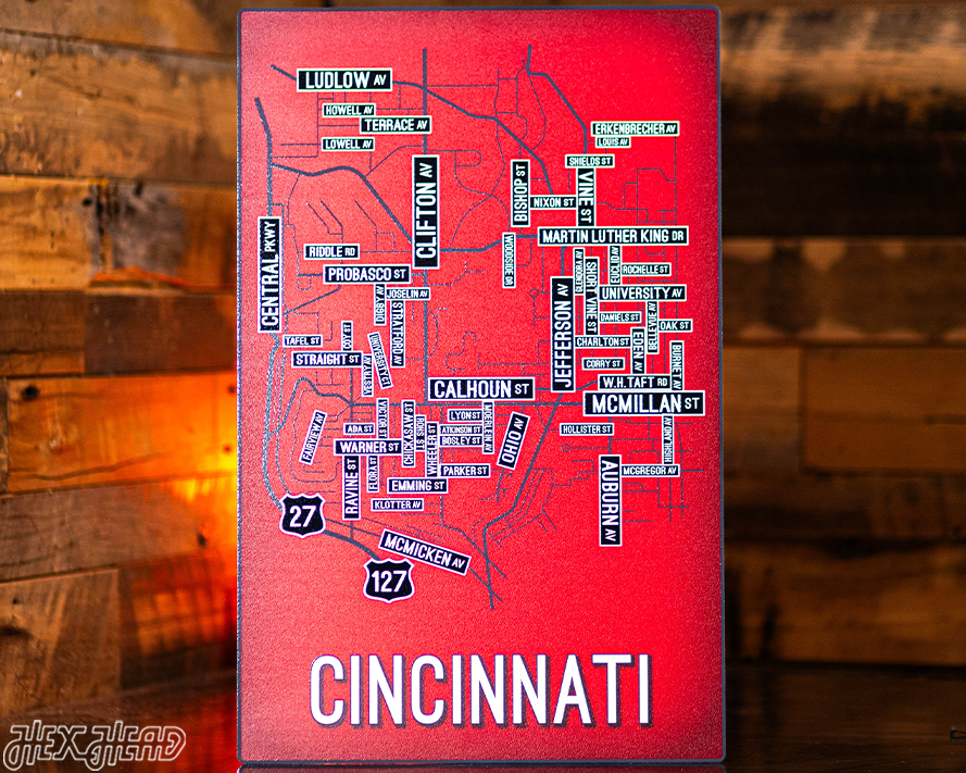 Cincinnati School Street Poster Single Layer Metal Wall Art