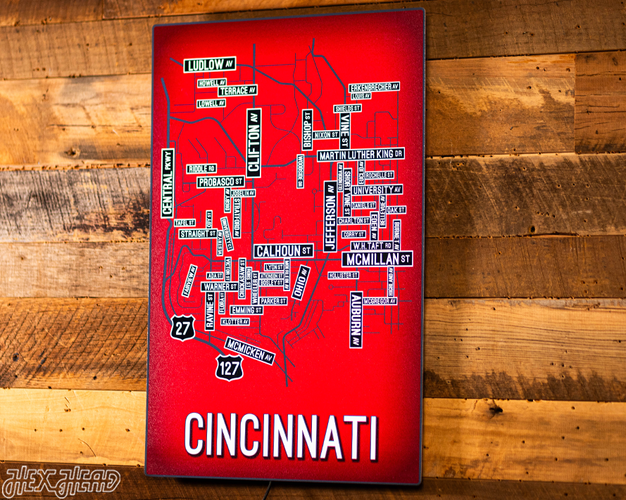 Cincinnati School Street Poster Single Layer Metal Wall Art